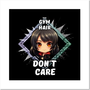 Kawaii Gym Hair Don't Care Anime Posters and Art